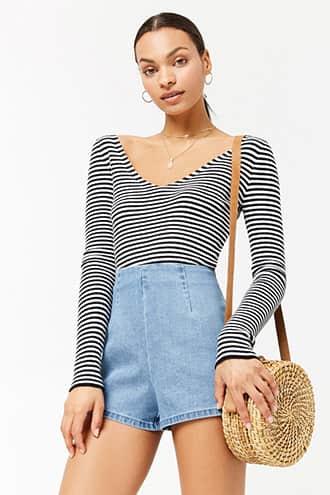 Forever21 Stripe Sweater-knit Crop Top