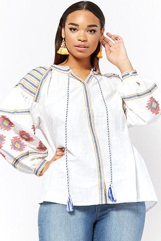 Forever21 Plus Size Stitched Split Neck Top