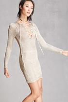 Forever21 Women's  Gold Metallic Open-knit Dress