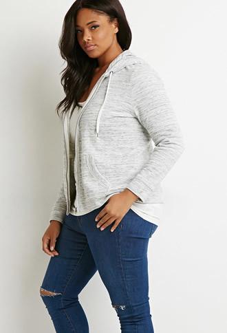 Forever21 Plus Heathered Drawstring Sweatshirt