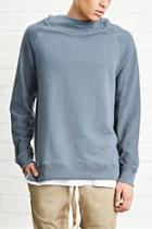 21 Men Men's  Blue French Terry Knit Hoodie