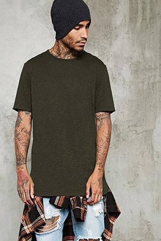 21 Men Men's  Longline Slub Knit Tee