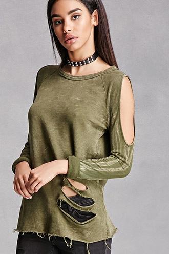 Forever21 Destroyed French Terry Top