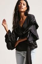 Forever21 Satin Puff-sleeve Top