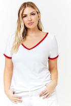 Forever21 Plus Size Contrast V-neck Ringer Tee
