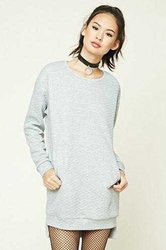 Forever21 Women's  Quilted Longline Sweatshirt
