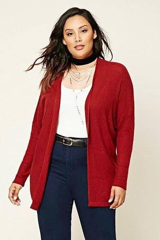 Forever21 Plus Women's  Rust Plus Size Seed Knit Cardigan