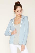 Forever21 Plus Women's  Light Blue Classic Zip-up Hoodie
