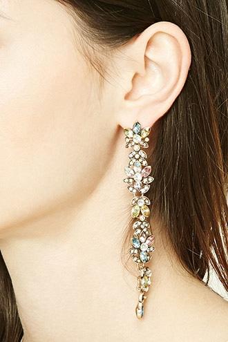 Forever21 Floral Faux Gem Drop Earrings