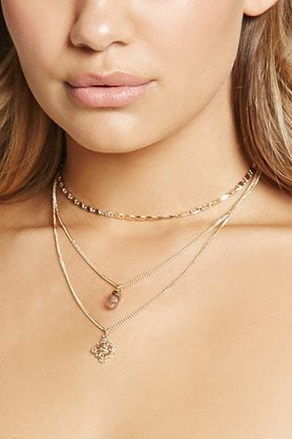 Forever21 Brocade Pendant Layered Choker