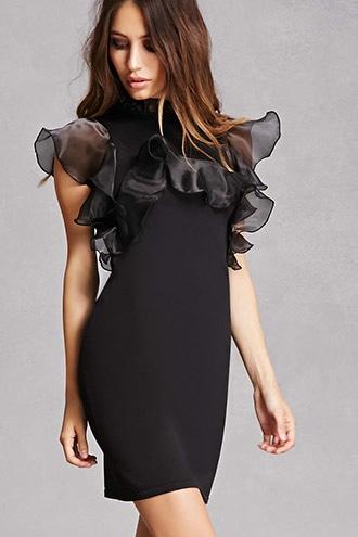 Forever21 Organza Ruffle Bodycon Dress