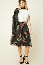 Forever21 Floral Print Pleated Skirt