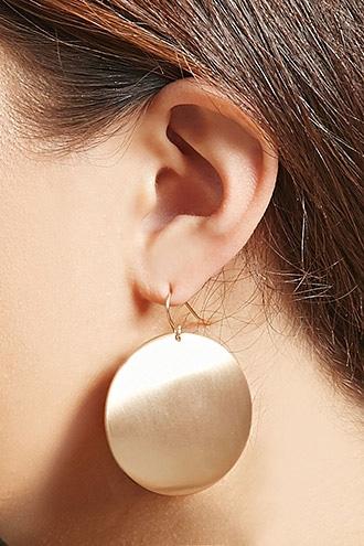 Forever21 Brushed Disc Drop Earrings