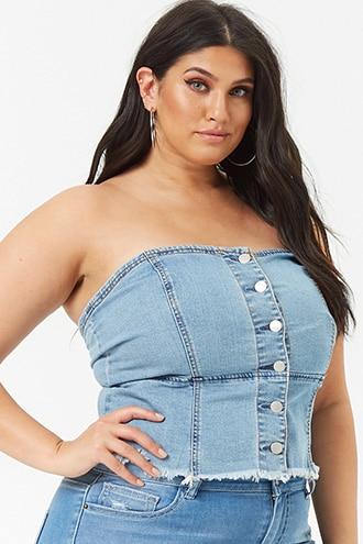 Forever21 Plus Size Denim Sweetheart Tube Top