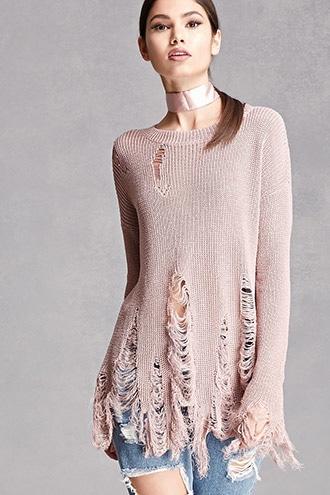 Forever21 Open-knit Distressed Sweater