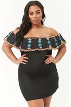 Forever21 Plus Size Embroidered Off-the-shoulder Dress
