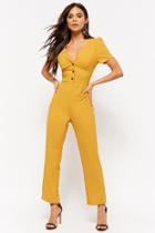 Forever21 Button-front Wide-leg Jumpsuit