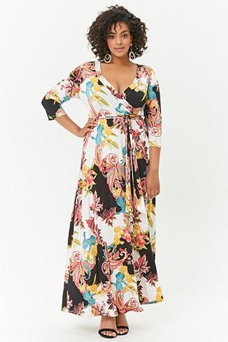 Forever21 Plus Size Floral Print Surplice Dress