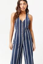 Forever21 Striped Button-front Jumpsuit