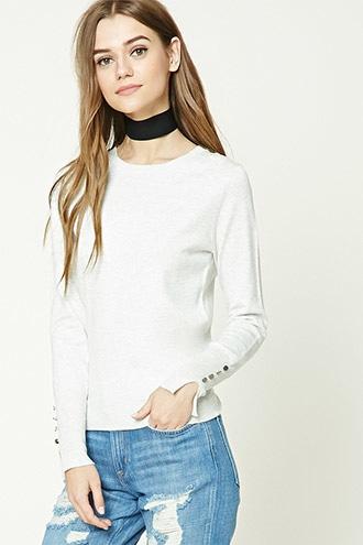 Forever21 Women's  Heather Grey Crew Neck Sweater