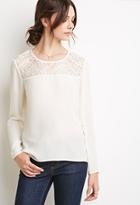 Forever21 Lace-paneled Chiffon Top