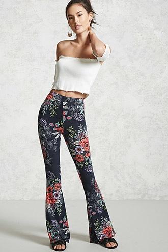 Forever21 Floral Print Flared Pants