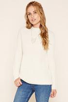 Forever21 Women's  Cream Ribbed Knit Sweater