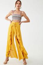 Forever21 Crinkled Wrap-front Ruffle-trim Pants