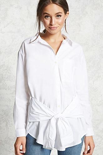 Forever21 Tie-waist Oversized Shirt
