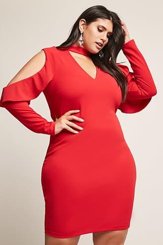 Forever21 Plus Size Cutout Open-shoulder Bodycon Dress