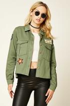 Love21 Women's  Contemporary Army Patch Jacket