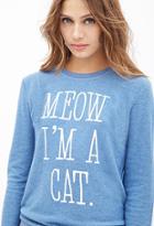 Forever21 Cat Graphic Fleece Pullover