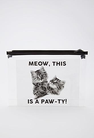 Forever21 Paw-ty Cat Graphic Pouch