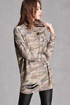 Forever21 Camo Print Funnel Neck Top