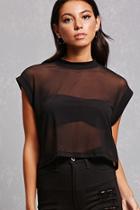 Forever21 Sheer Mesh Boxy Crop Top