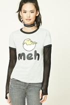 Forever21 Meh Gudetama Graphic Ringer Tee