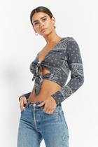 Forever21 Bandana Print Tie-front Top