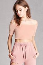 Forever21 Velvet Off-the-shoulder Crop Top