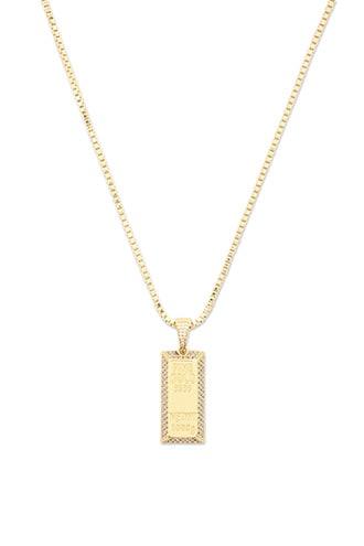 Forever21 Men King Ice Gold Bar Pendant Necklace