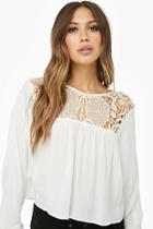 Forever21 Lace Yoke Peasant Top