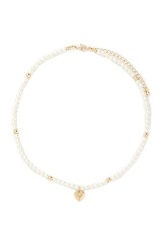 Forever21 Heart Charm Faux Pearl Necklace