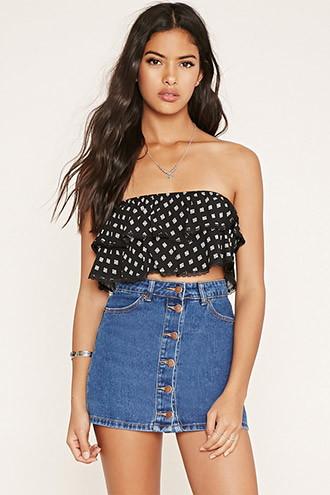 Forever21 Women's  Diamond Print Crop Top