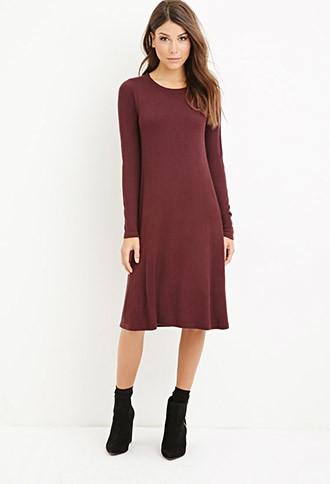 Forever21 Women's  Midi T-shirt Dress (burgundy)