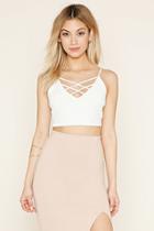 Forever21 Women's  Ivory Crisscross Cropped Cami