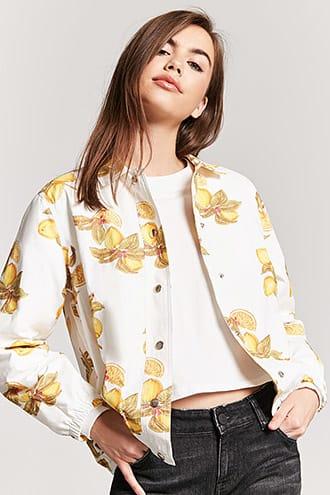 Forever21 Lemon Graphic Coach Jacket