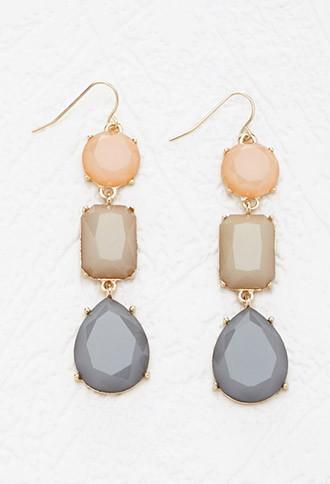 Forever21 Faux Stone Drop Earrings (grey/gold)