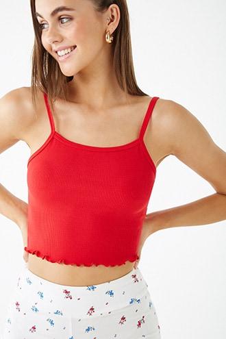 Forever21 Ribbed Lettuce-edge Cropped Cami