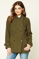 Forever21 Women's  Olive Double-breasted Pea Coat