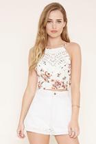 Forever21 Women's  Crochet-front Floral Cami
