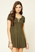 Forever21 Striped Lace-up T-shirt Dress